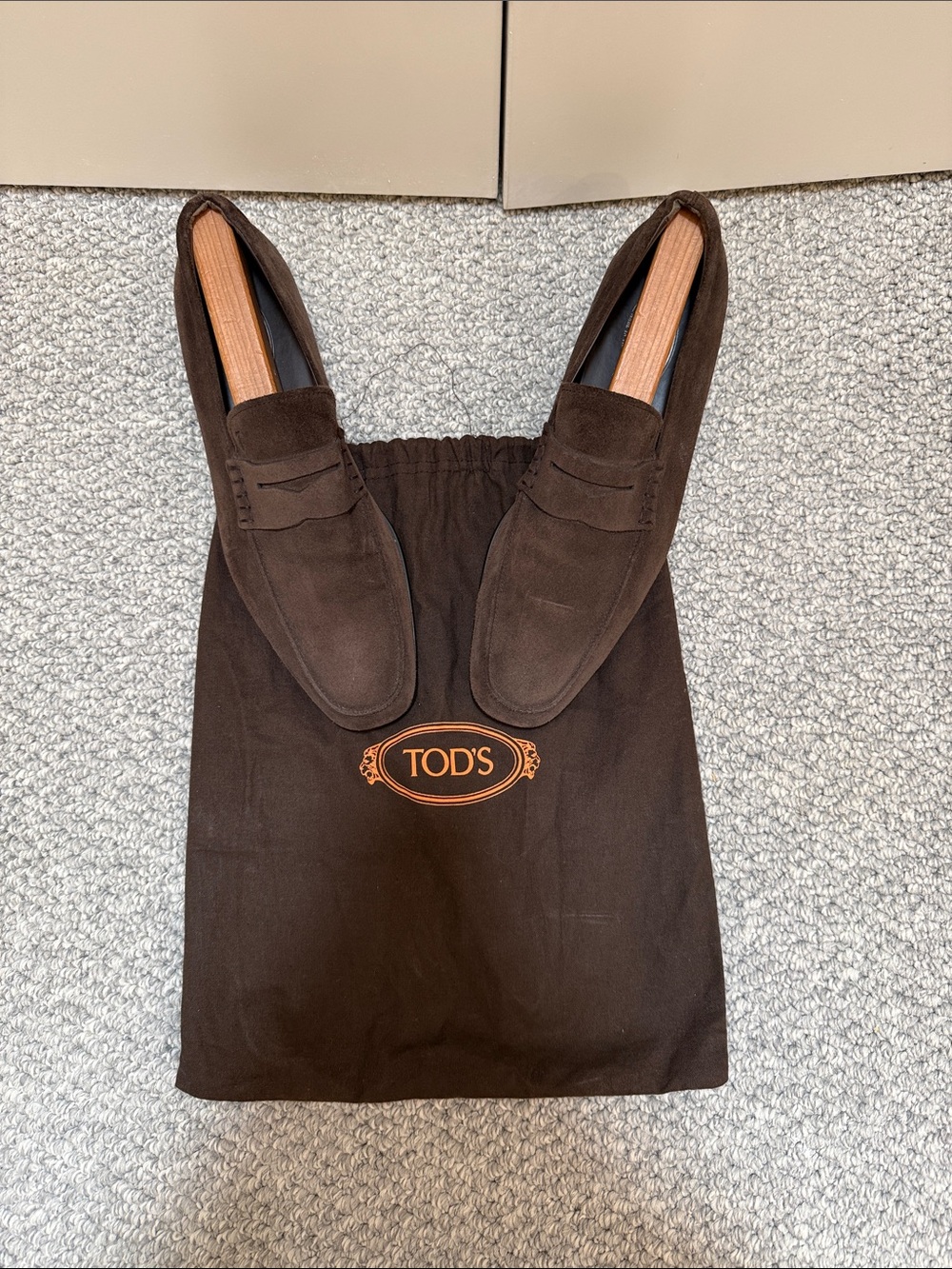 Tod's Dark Brown Suede Penny Loafers